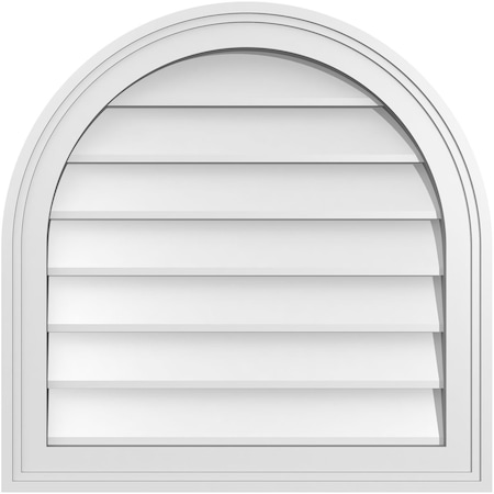 Ekena Millwork Round Top Surface Mount PVC Gable Vent w/ 2"W x 1-1/2"P Brickmould Frame, 22"W x 22"H GVPRT22X2202SN
